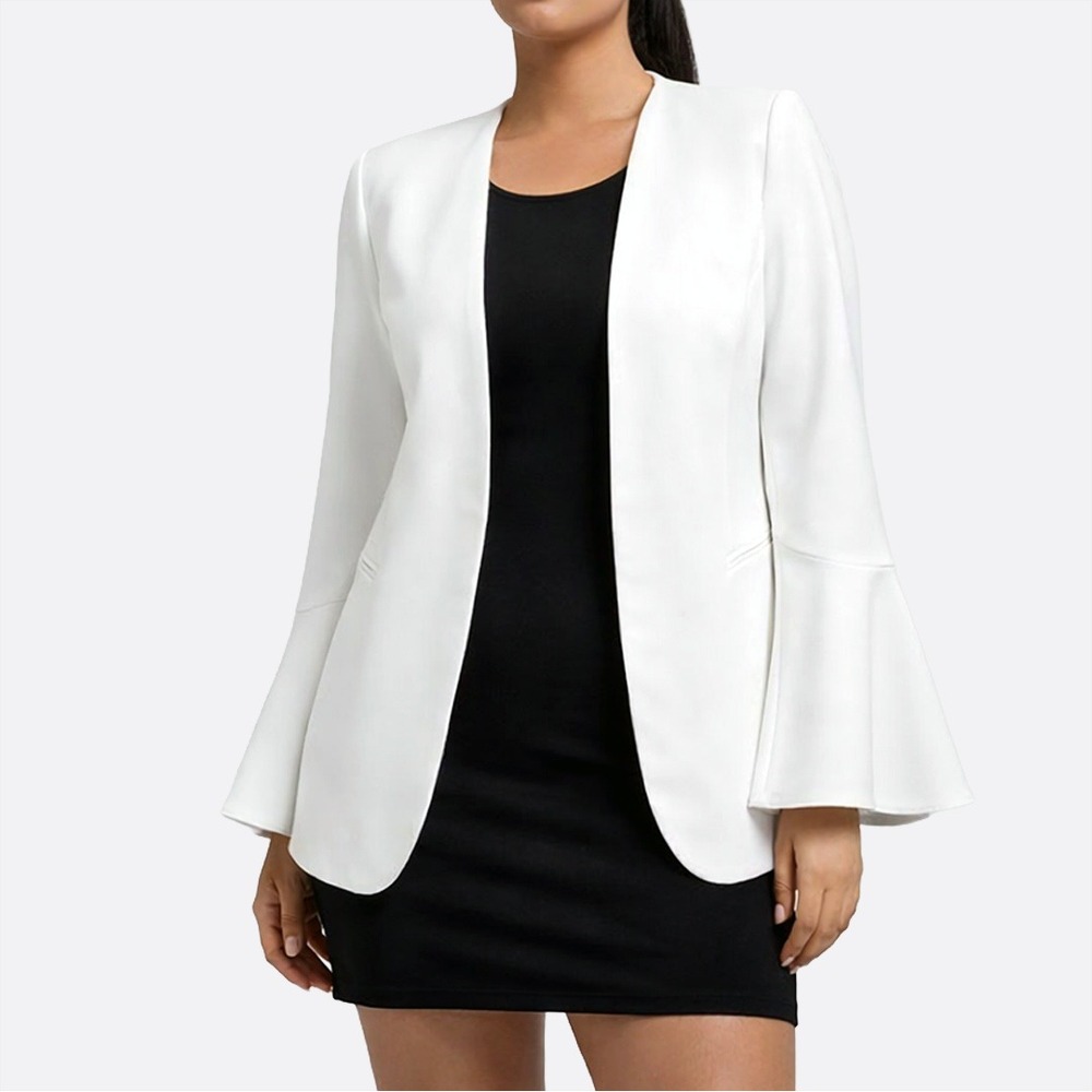 Zara Sculptural Ivory Bell Sleeve Blazer Modern Minimalist Chic Quiet Luxury